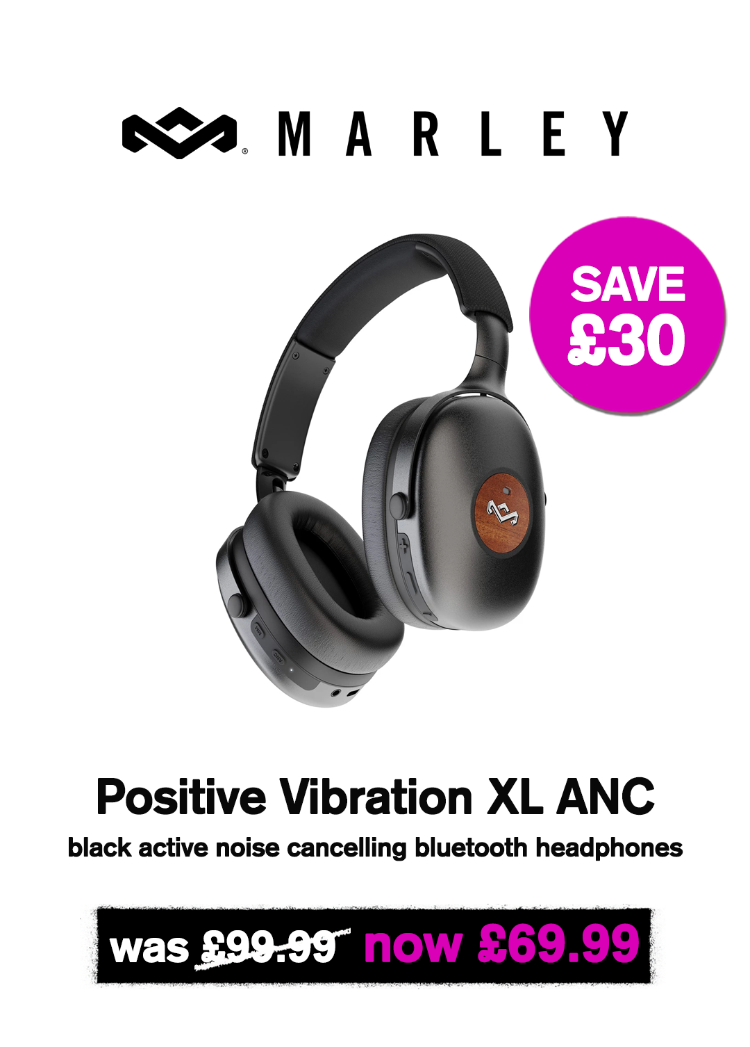 Positive Vibration XL ANC black Active Noise Cancelling Bluetooth headphones