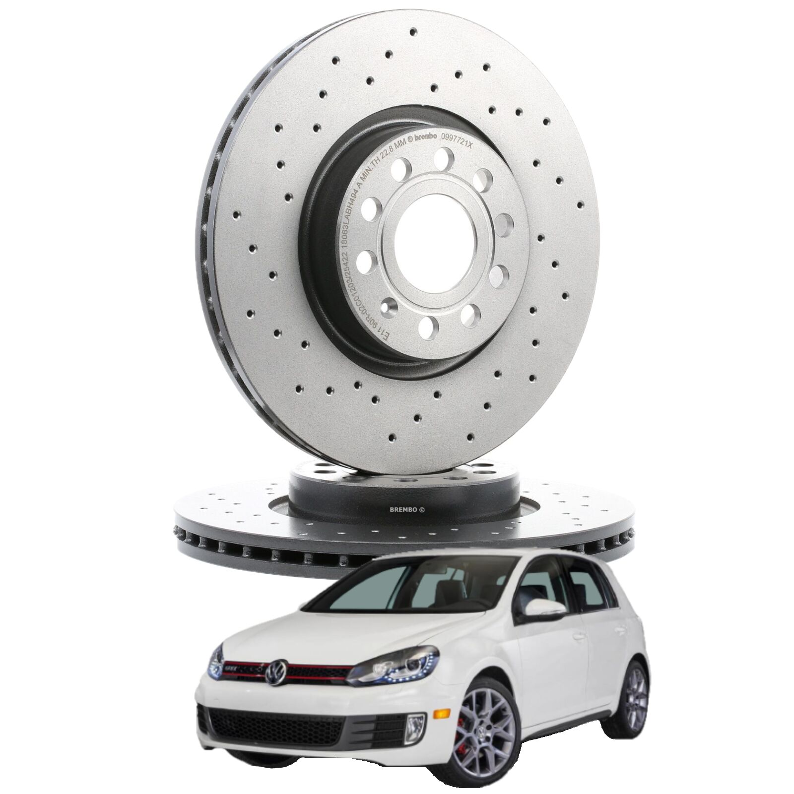 Kit Dischi Freno Forati Anteriori Brembo Volkswagen Vw Golf VI VII Audi A3