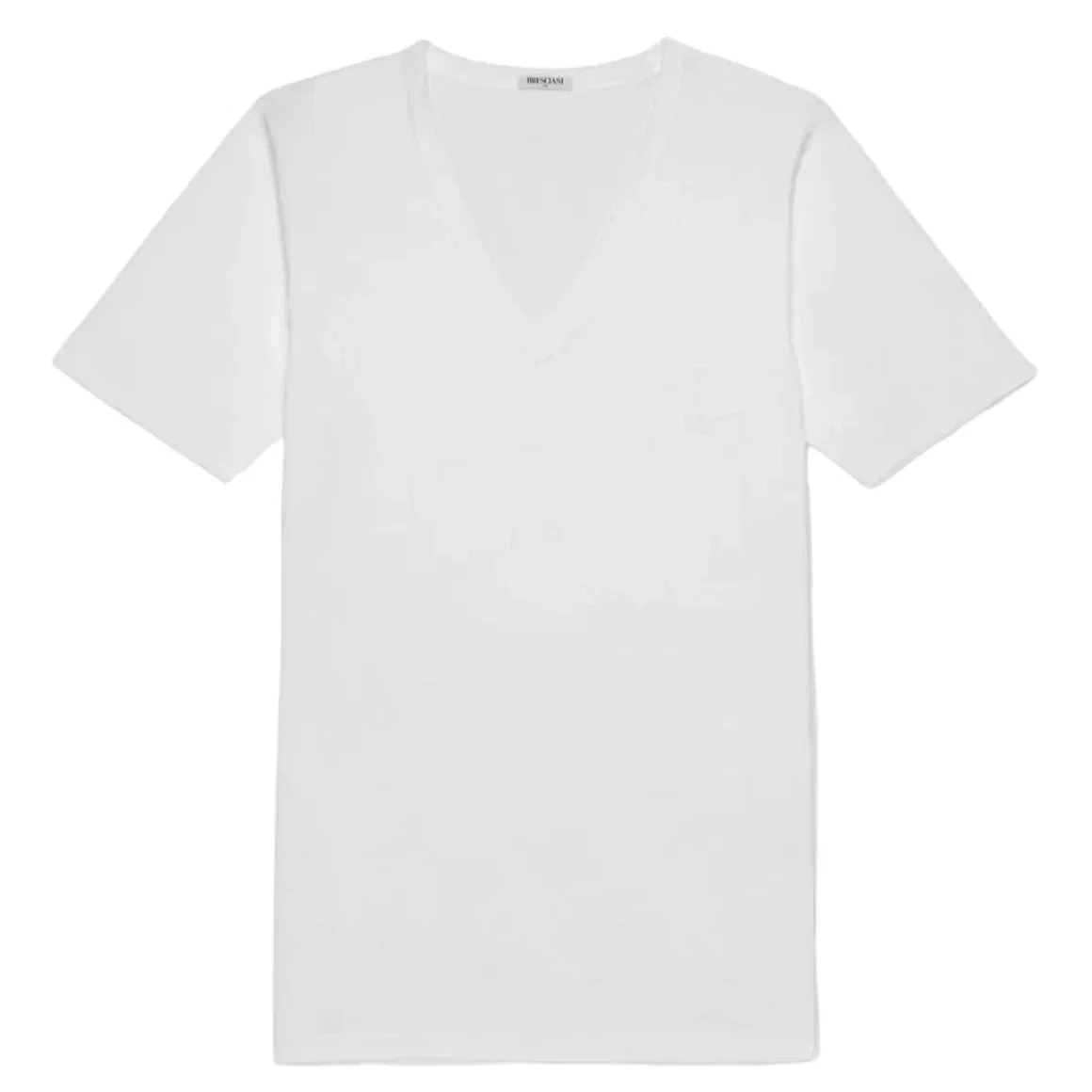 Image of Bresciani 100% Cotton Knitted V-neck T-shirt White