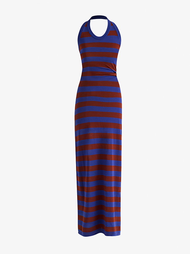 Frann Dress in Cotton Stripe in Sapphire Multi