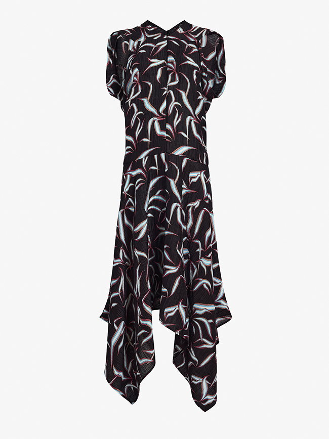 Sybella Dress in Metalasse Silk Linen in Black Multi