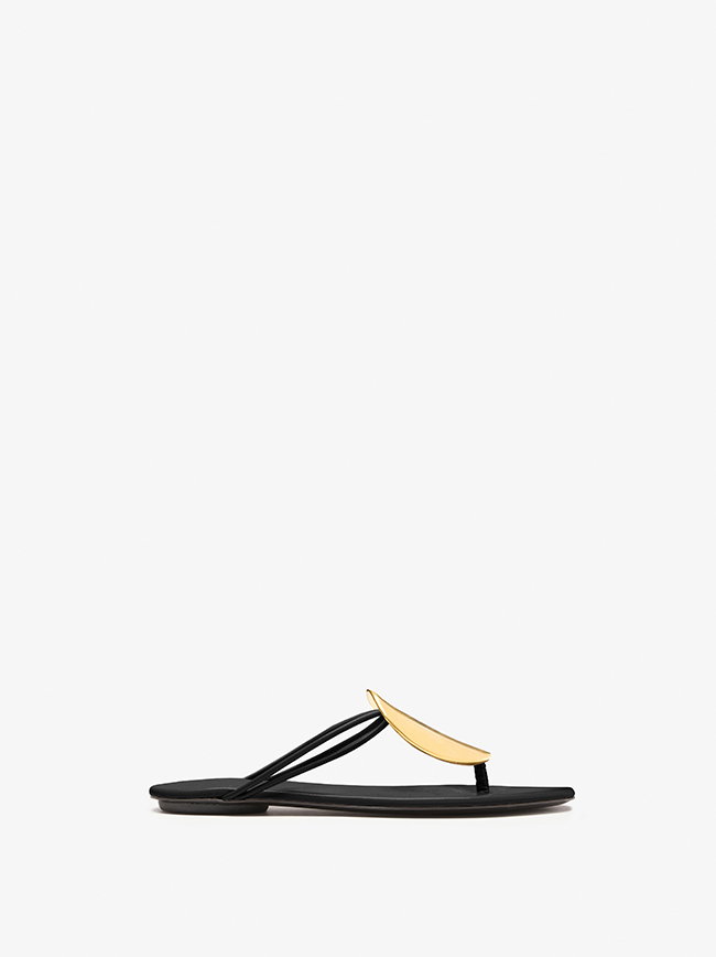Uma Hardware Flat Sandals in Black