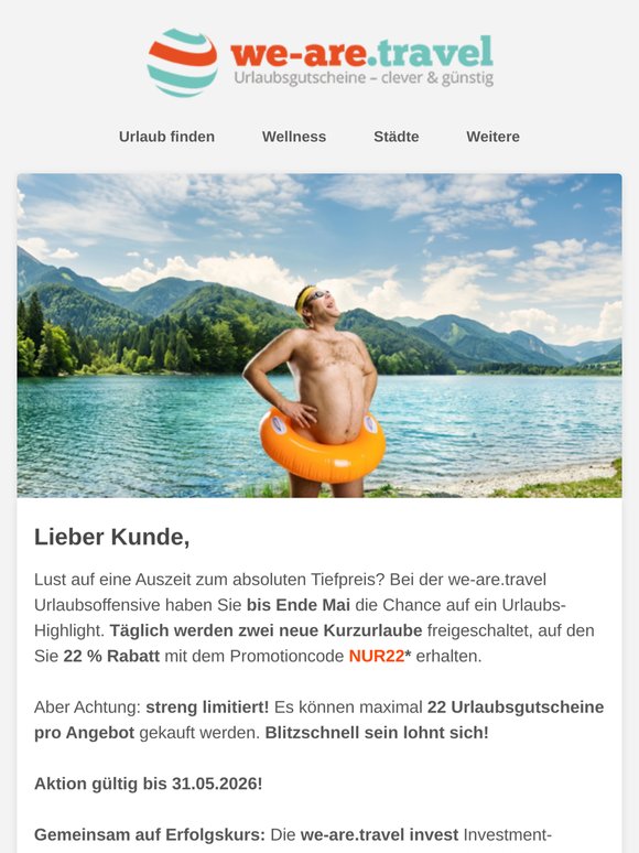 Täglich neue Kurzurlaube zum Tiefpreis!