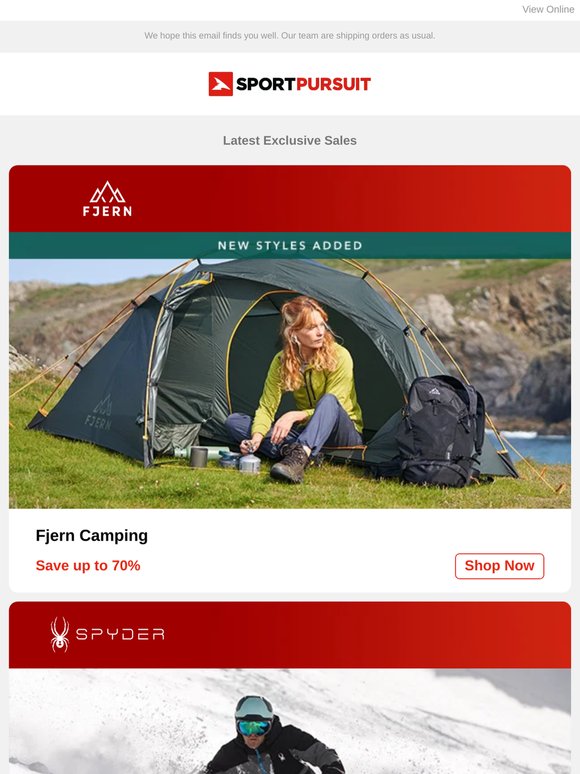 Fjern Camping | Spyder | Lacoste | Polar | 2117 of Sweden | Up to 70% Off!