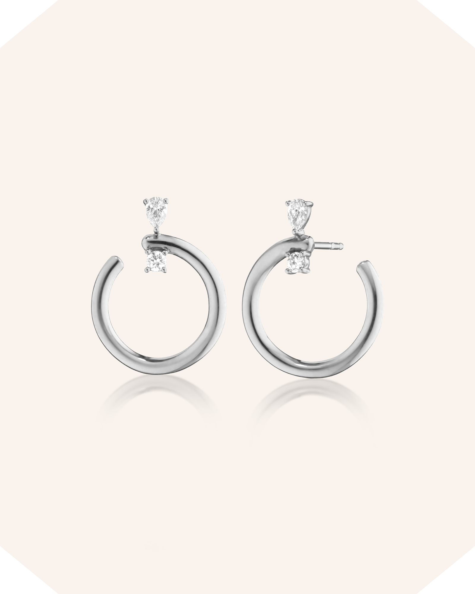 Sterling Silver Midi "Galaxy Wrap Hoop" Earrings with White Sapphires