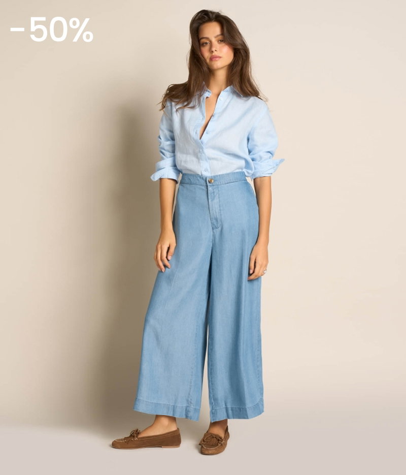 Pantaloni Cropped Chambray