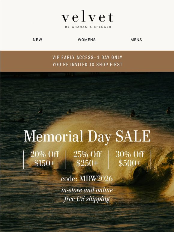 VIPs Shop First, One Day Early! Up to 30% Off