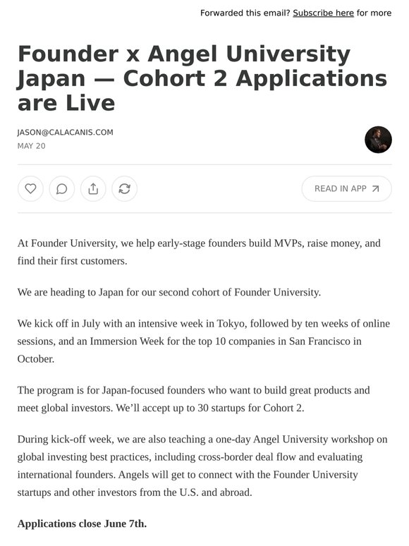 Founder x Angel University Japan — Cohort 2 Applications are Live