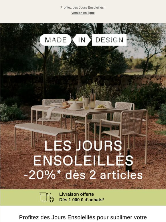☀️ -20%* dès 2 articles