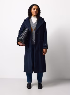 Womens Navy Belted Wrap Coat Sizes 8-20 + Free C&C