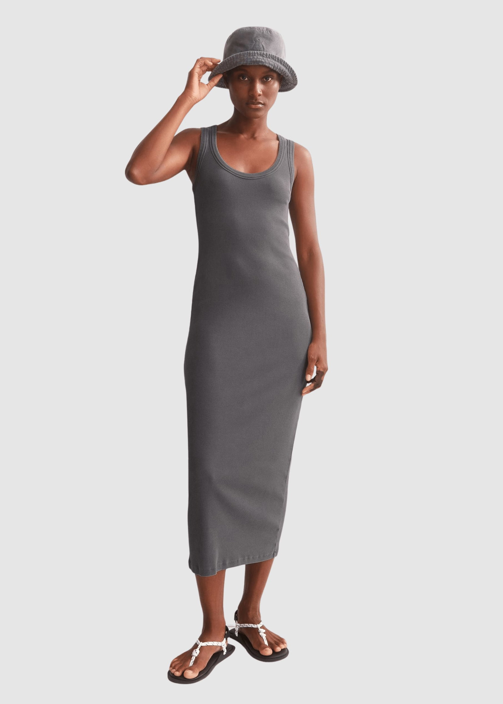Gmt Dye Bodycon Rib Dress Space Steel