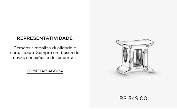 Charm Prata Signo de Gêmeos em Pavé