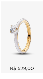 Anel Dourado Coração De Zircônia E Esmalte Branco