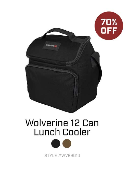 Wolverine black 12 Can Lunch Cooler on a white background
