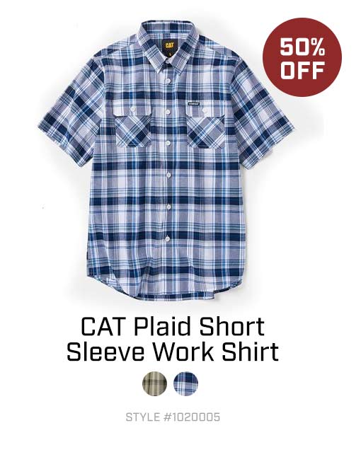 CAT 1020005 White/Memphis Blue plaid shir