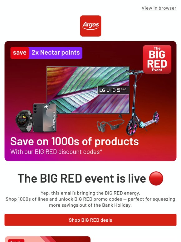 🔴 BIG RED is on! Bank Holiday savings inside this email