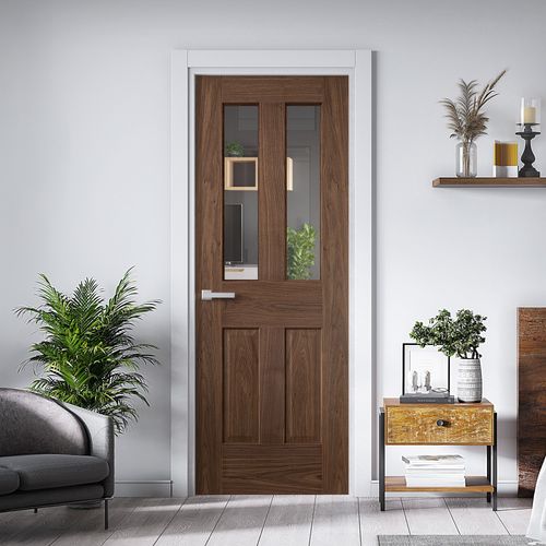 Internal Walnut Fully Finished 1 Light Victorian Door