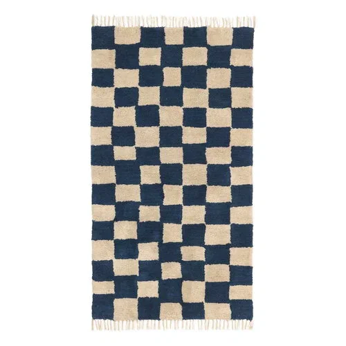 Tappeto lavabile Mara, 150 x 80 cm, blu intenso - sabbia caldo