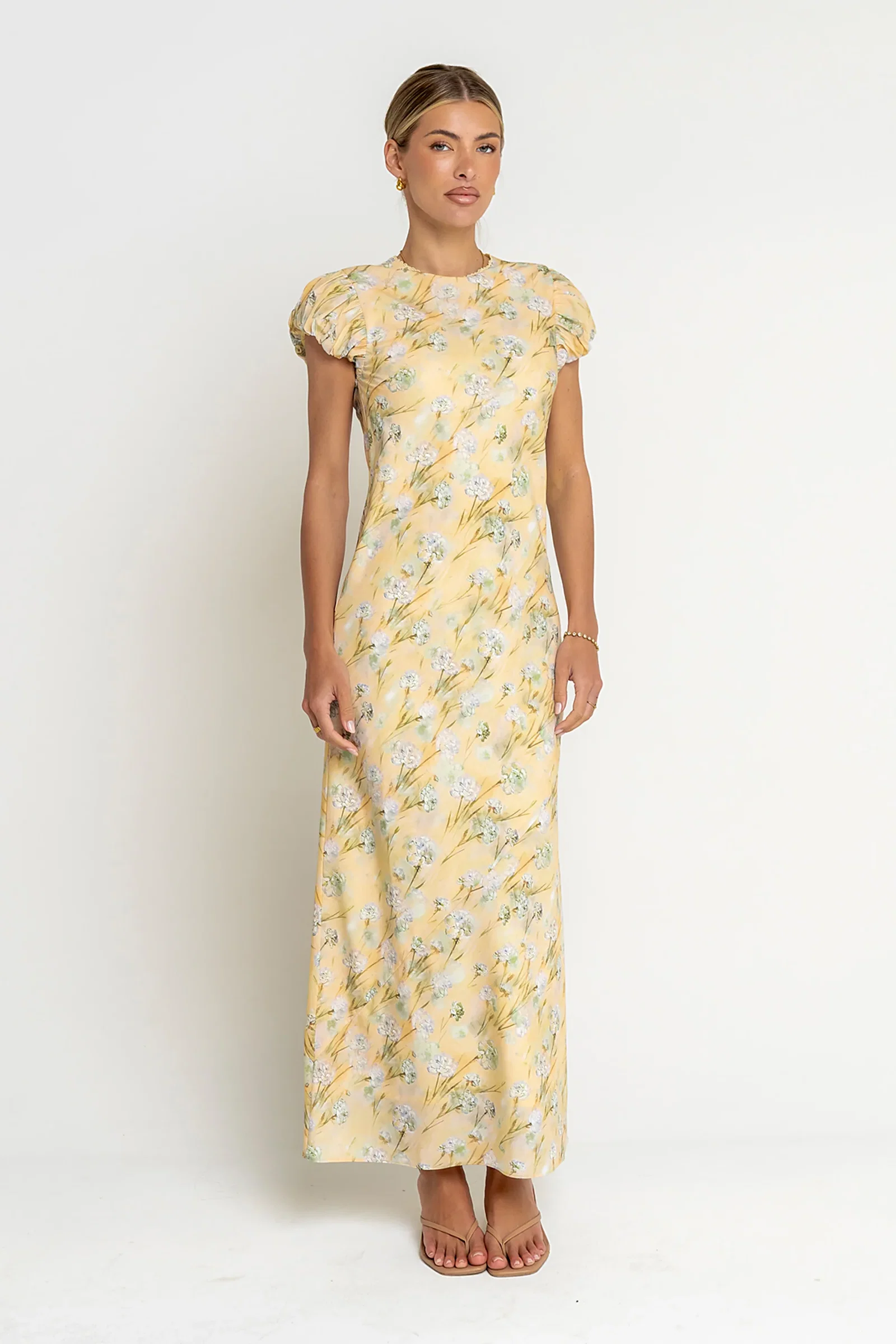 Image of Ellianna Floral Maxi Dress in Butter Yellow