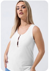 LIMITED COLLECTION Curve White Shell Button Vest Top