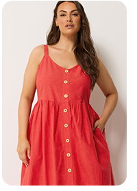 YOURS Curve Red Linen Sundress