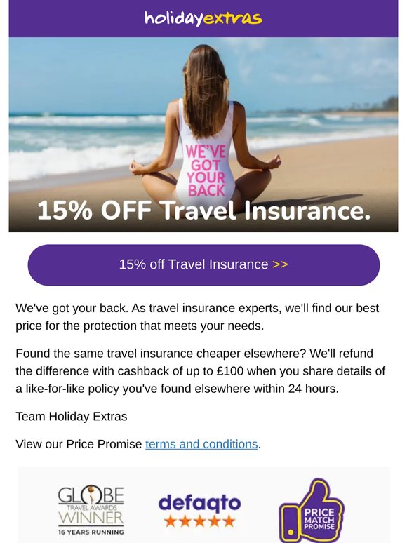 Travel Insurance: Book through this email for 15% off