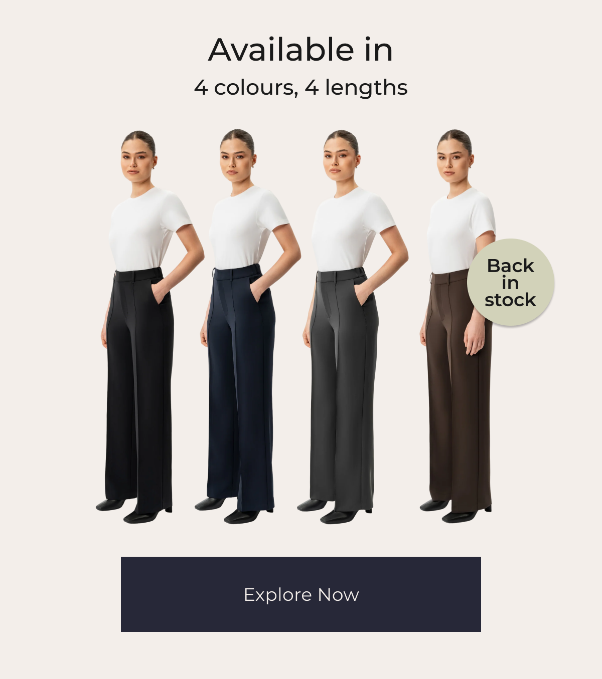 Available in 4 colours, 4 lengths