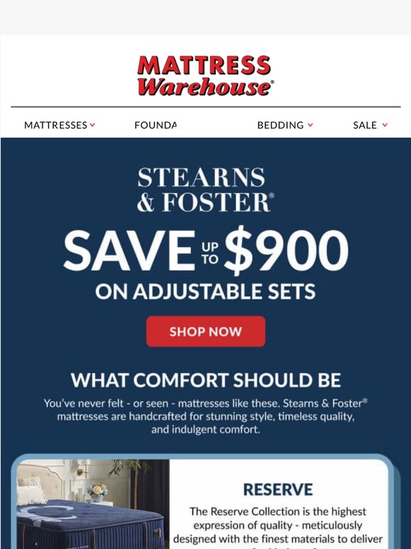 Dream Big: Up to $900 Off Stearns and Foster 💰