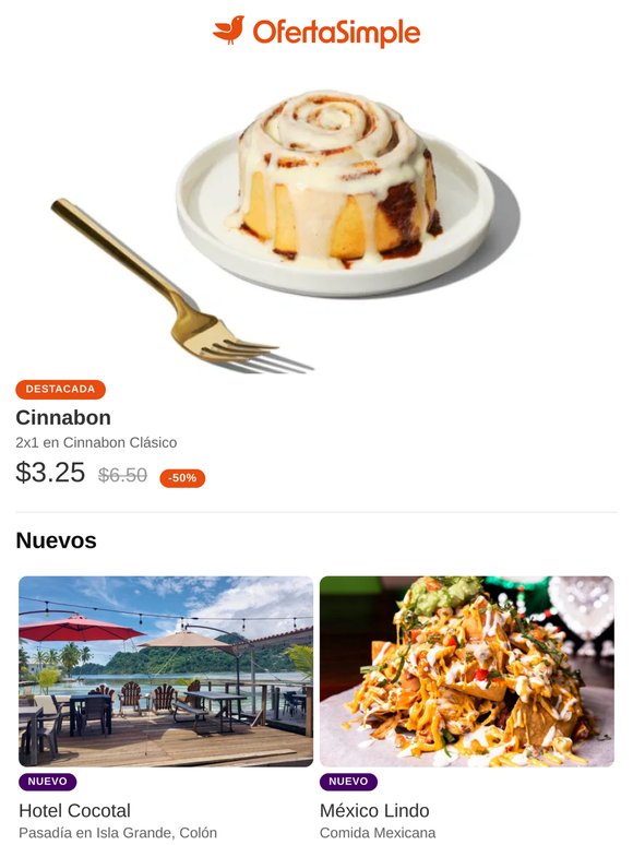 :croissant: Cinnabon + :hotel: Hotel Cocotal + :taco: México Lindo y más