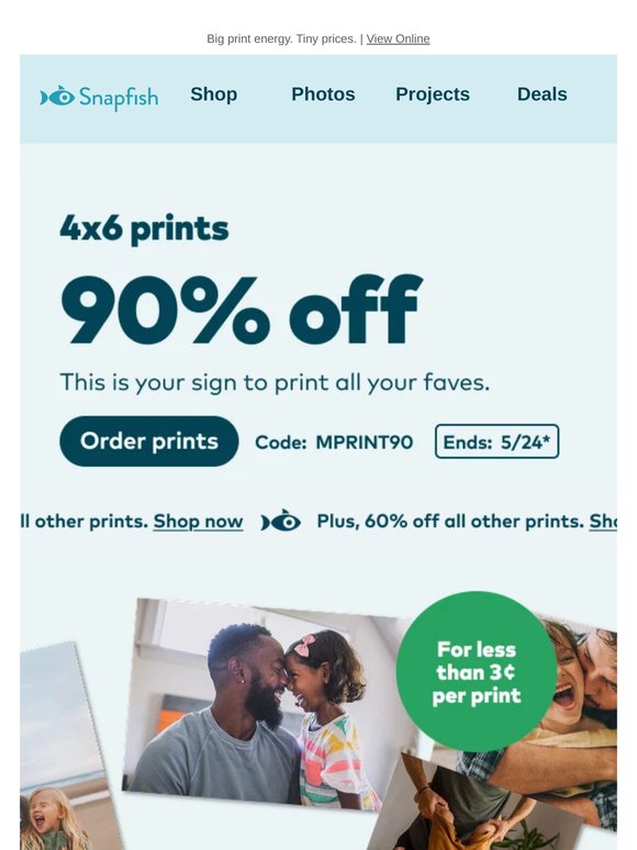 📸 90% off 4x6 prints starts now!