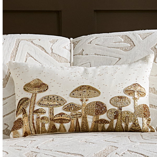 Mushroom Field Beaded Pillow