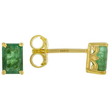 Green Grizzly Emerald Rhodium & 24k Gold Over Palladium Sterling Silver Earrings 1.06ctw
