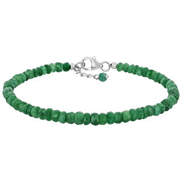 Green Emerald Rhodium Over Sterling Silver Bracelet