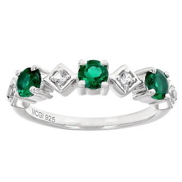 Green Lab Created Emerald Rhodium Over Sterling Silver Ring 0.78ctw