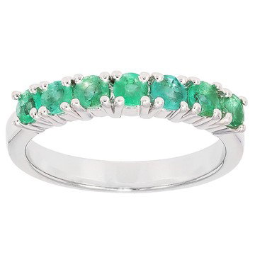Green Zambian Emerald Rhodium Over Sterling Silver Ring 0.65ctw