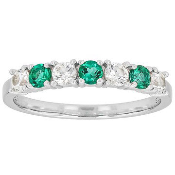 Lab Created Emerald Platinum Over Sterling Silver Ring 0.77ctw