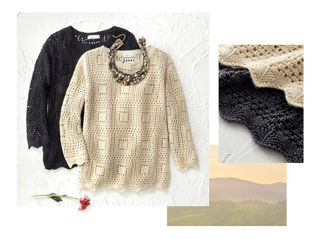 Breezy Pointelle-Stitch Sweater