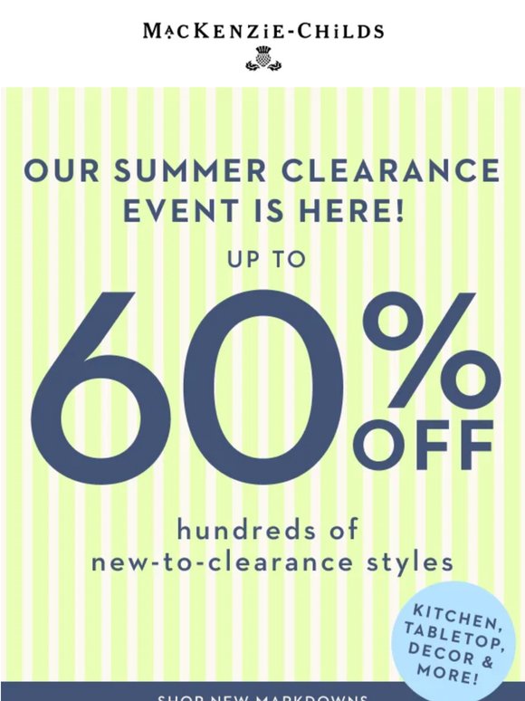 STARTS NOW! Summer Clearance Event
