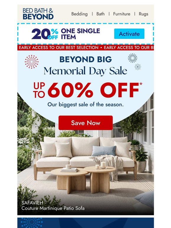 Snag Early Memorial Day Deals 🔥 Up to 60% Off