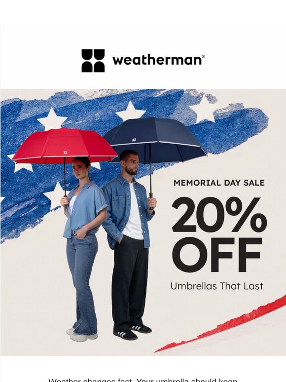 20% OFF Umbrellas That Last