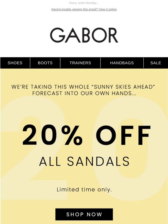 20% Off Sandals!