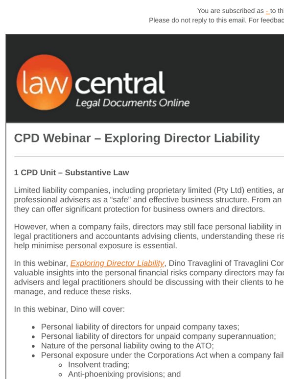 CPD Webinar – Exploring Director Liability