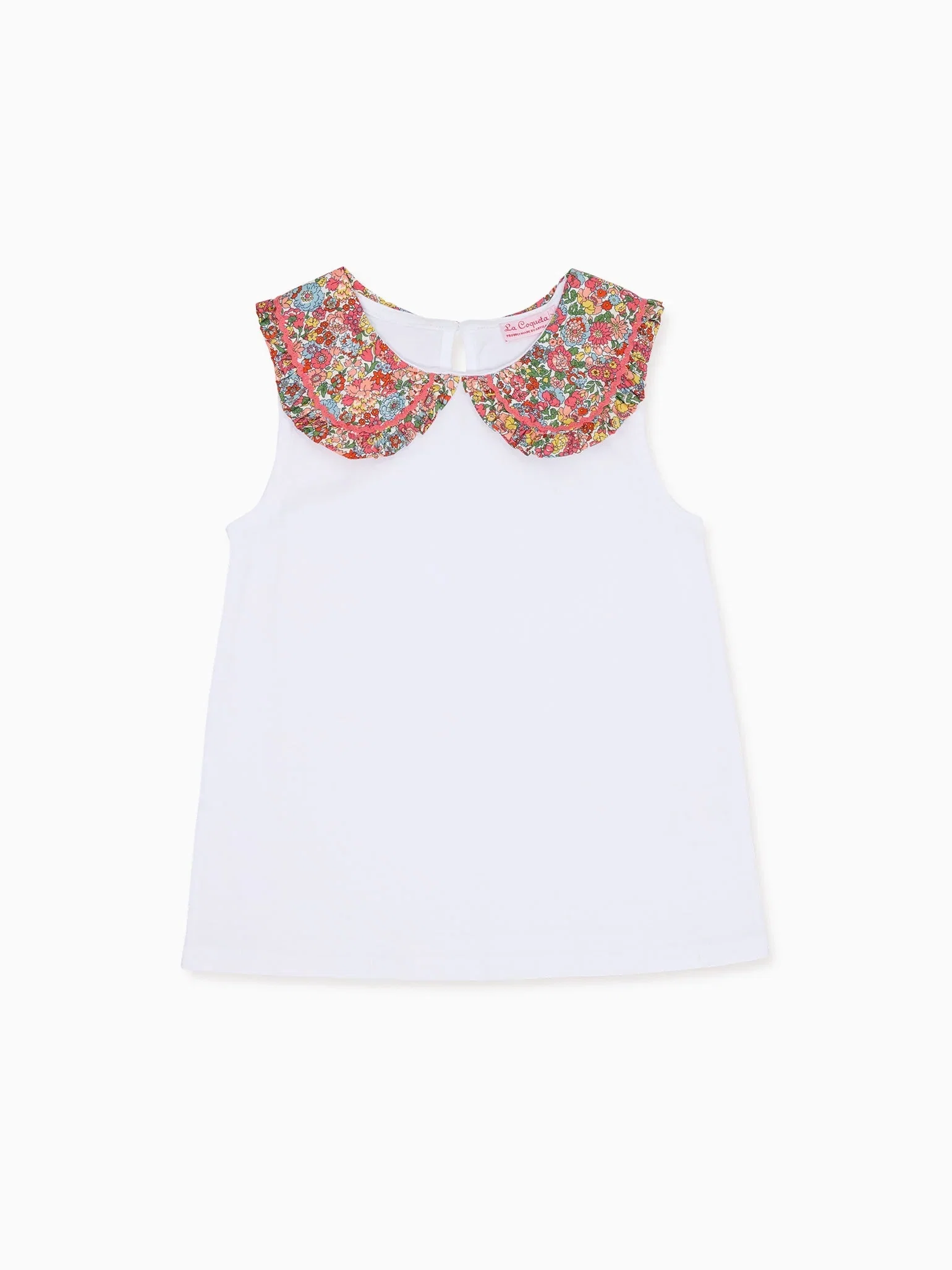 Image of Coral Floral Florentina Girl Made With Liberty Fabric Top