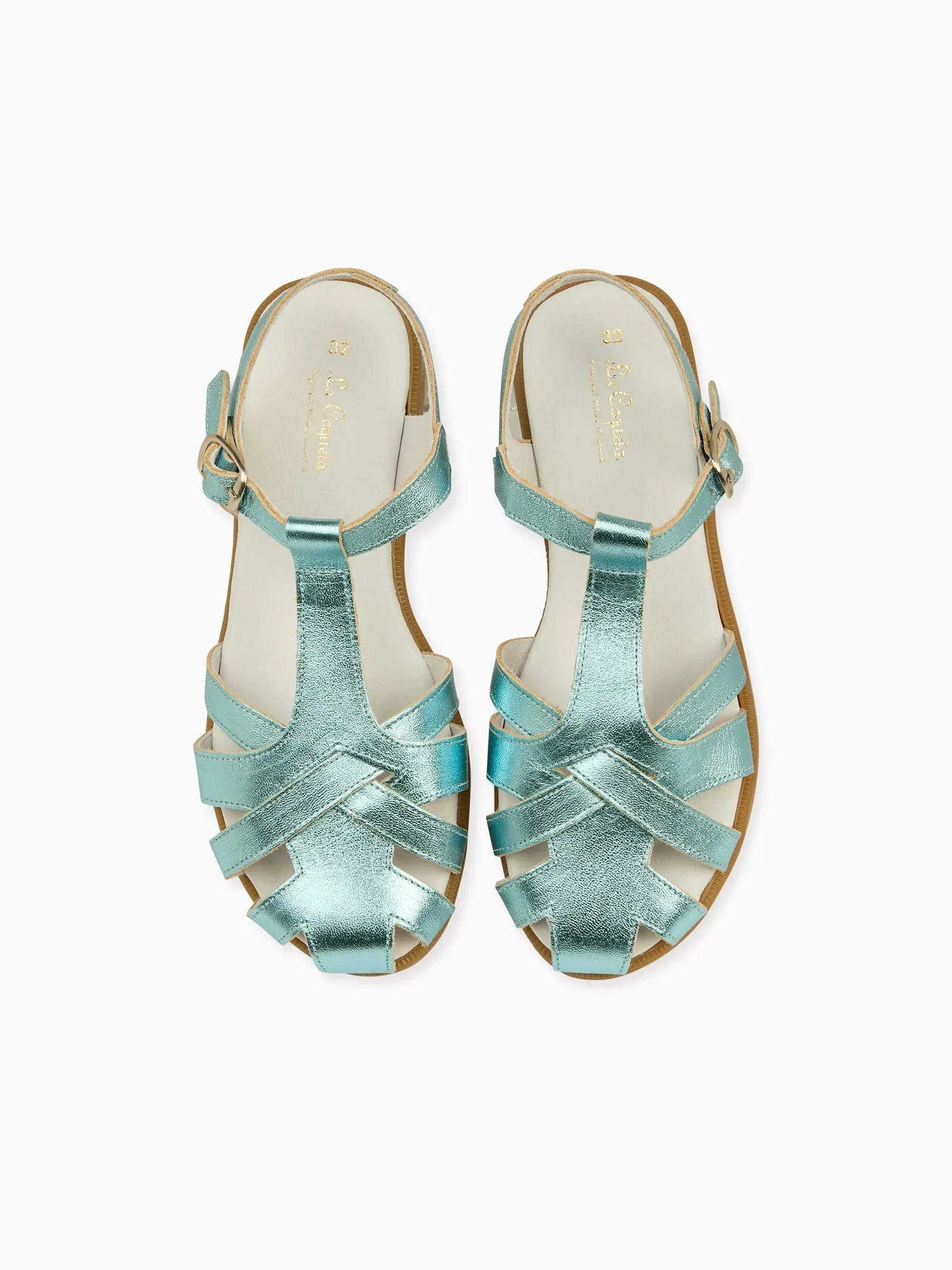 Image of Metallic Blue Sofia Leather Girl Sandals