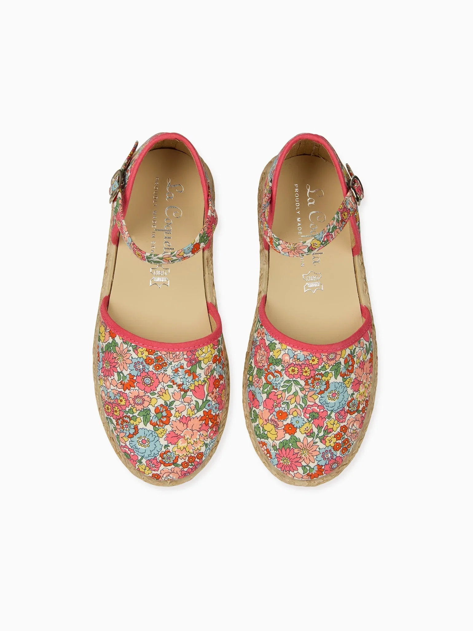 Image of Coral Floral Olivia Made With Liberty Fabric Canvas Girl Espadrilles