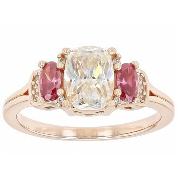 Strontium Titanate 18k Rose Gold Over Silver Ring 2.51ctw