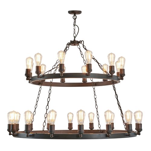 Visconte Capri 28 Light 2 Tier Rings Ceiling Pendant - Bronze