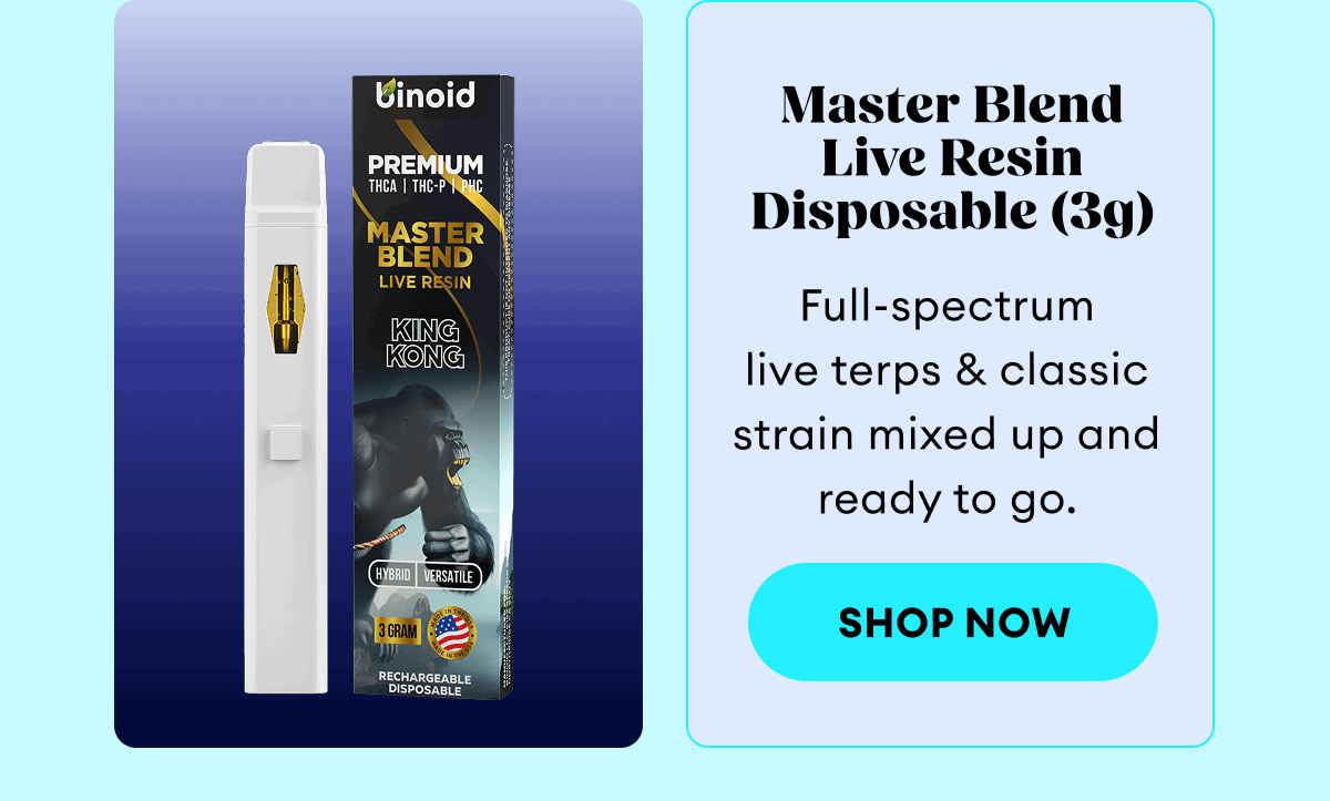 Master Blend Live Resin Disposable (3g) | Full-spectrum live terps & classic strain mixed up and ready to go. | Shop Now