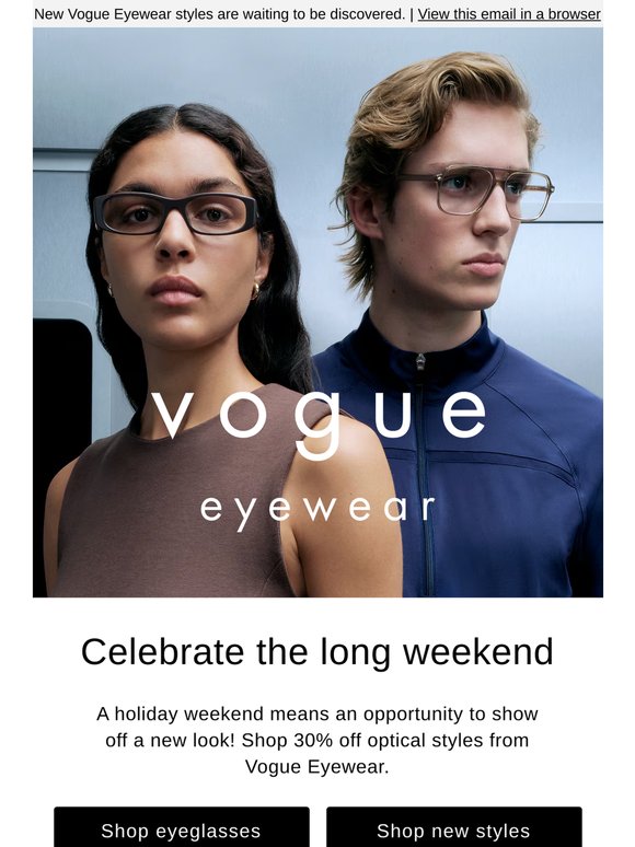 Get 30% off optical styles for the long weekend!