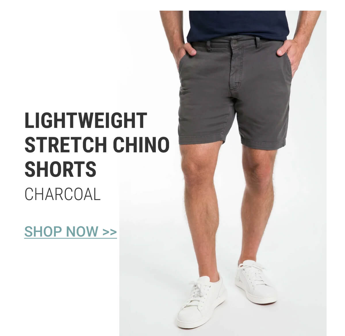 Charcoal Lightweight Stretch Chino Shorts
